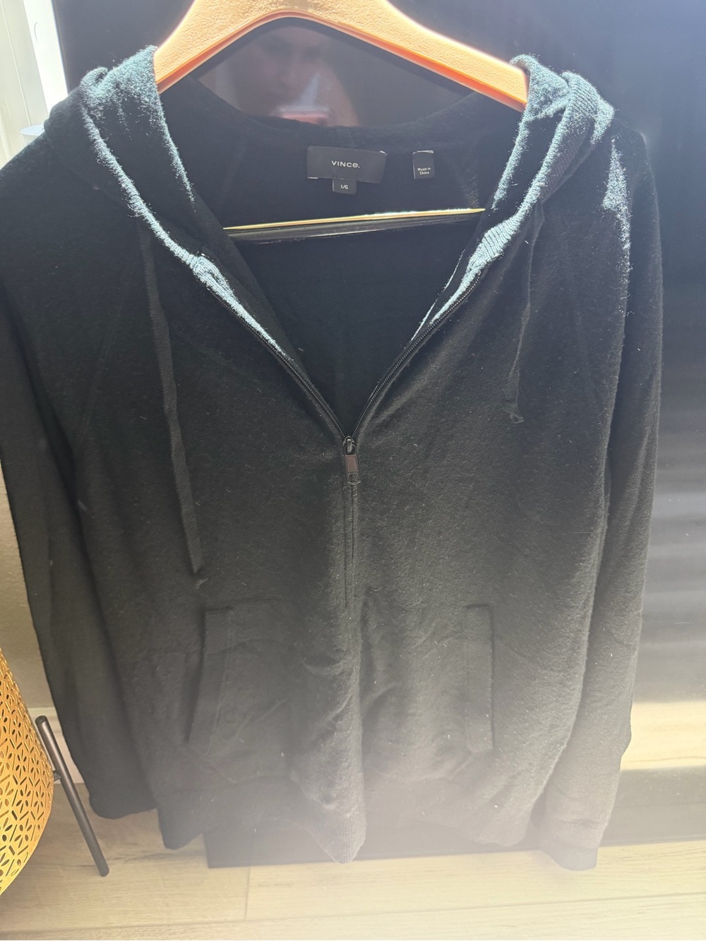Vince Black Hooded Zip Cardigan